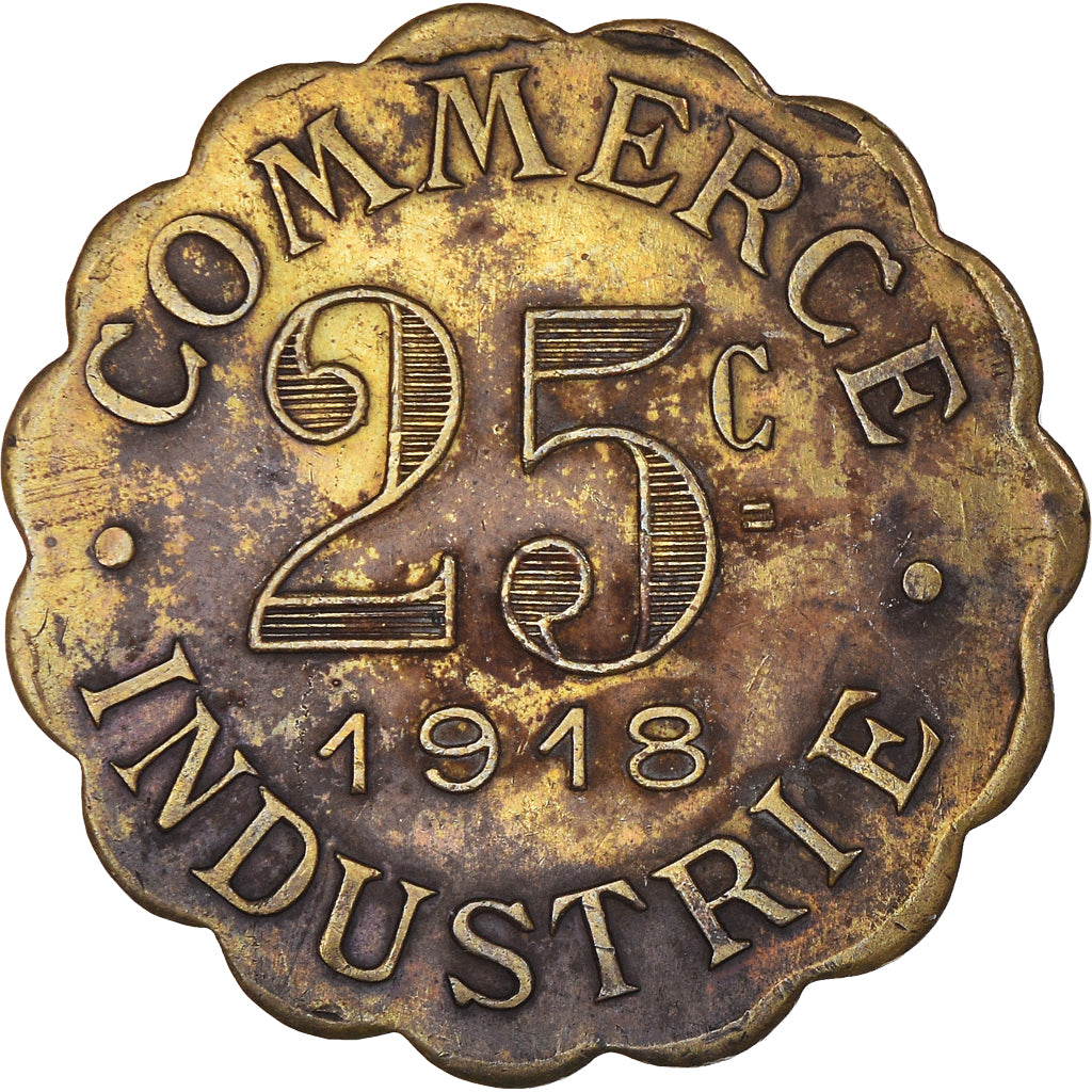 Moeda, França, Ville de Chatou, 25 Centimes, 1918, AU(50-53), Latão, Elie:10.3