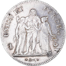 Moneta, Francja, Union et Force, 5 Francs, AN 8, Paris, EF(40-45), Srebro