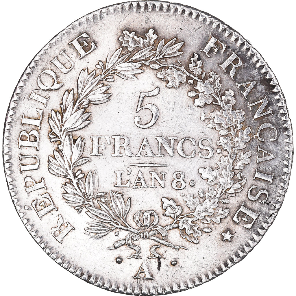 Coin, France, Union et Force, 5 Francs, AN 8, Paris, EF(40-45), Silver