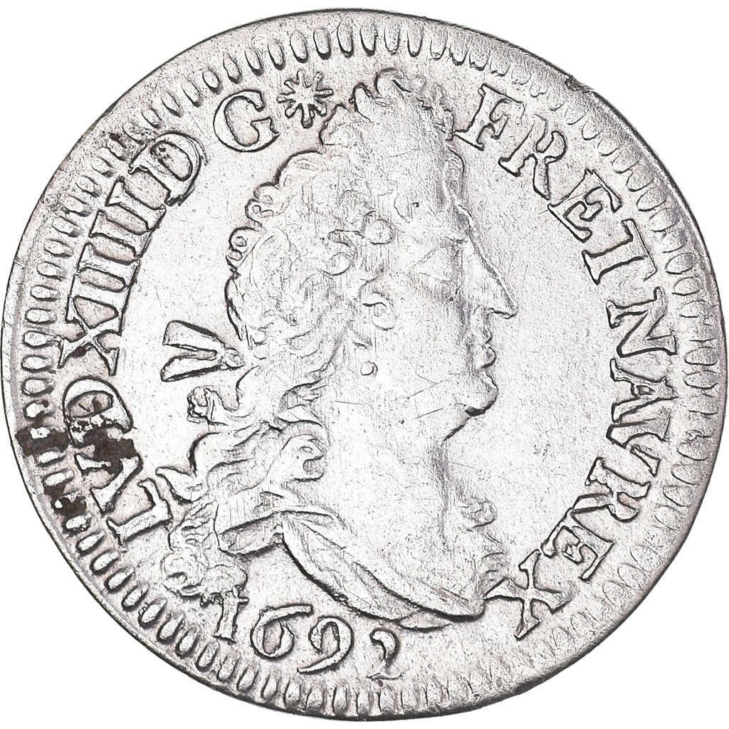 Moneta, Francja, Louis XIV, 4 Sols aux 2 L, 1692, Paris, AU(50-53), Srebro