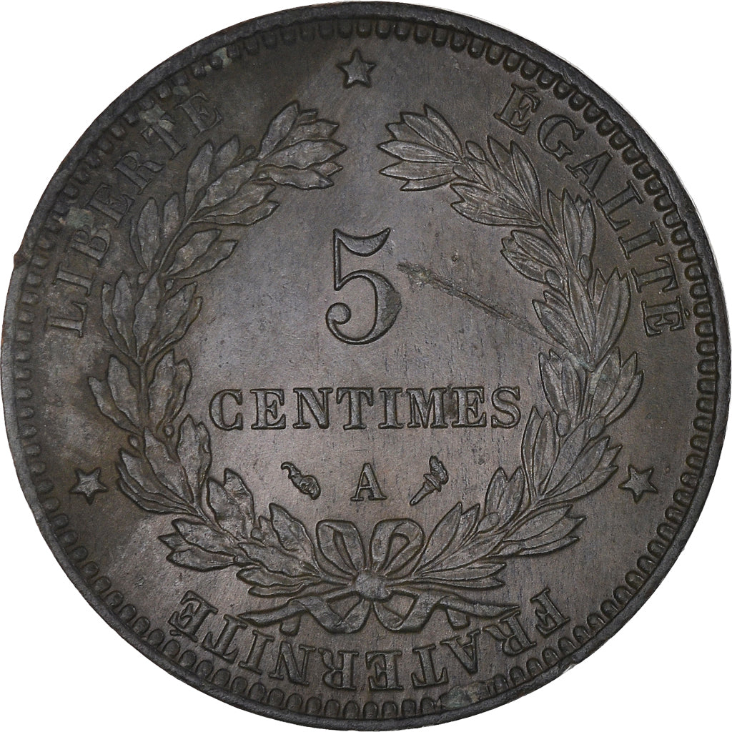 Moeda, França, Cérès, 5 Centimes, 1897, Paris, MS(60-62), Bronze, KM:821.1