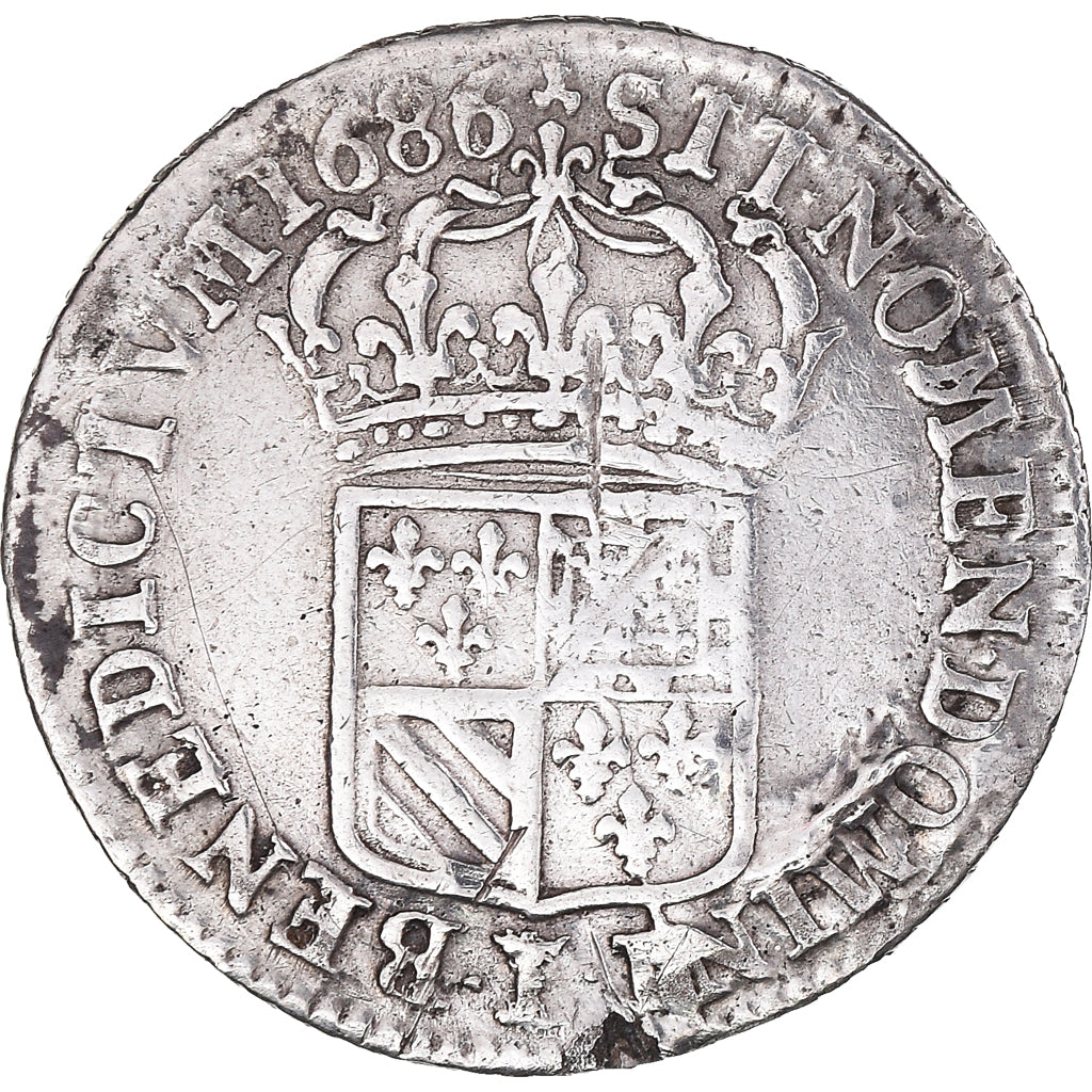 Munten, Frankrijk, Louis XIV, 1/16 Écu de Flandre, 1686, Lille, L couronné