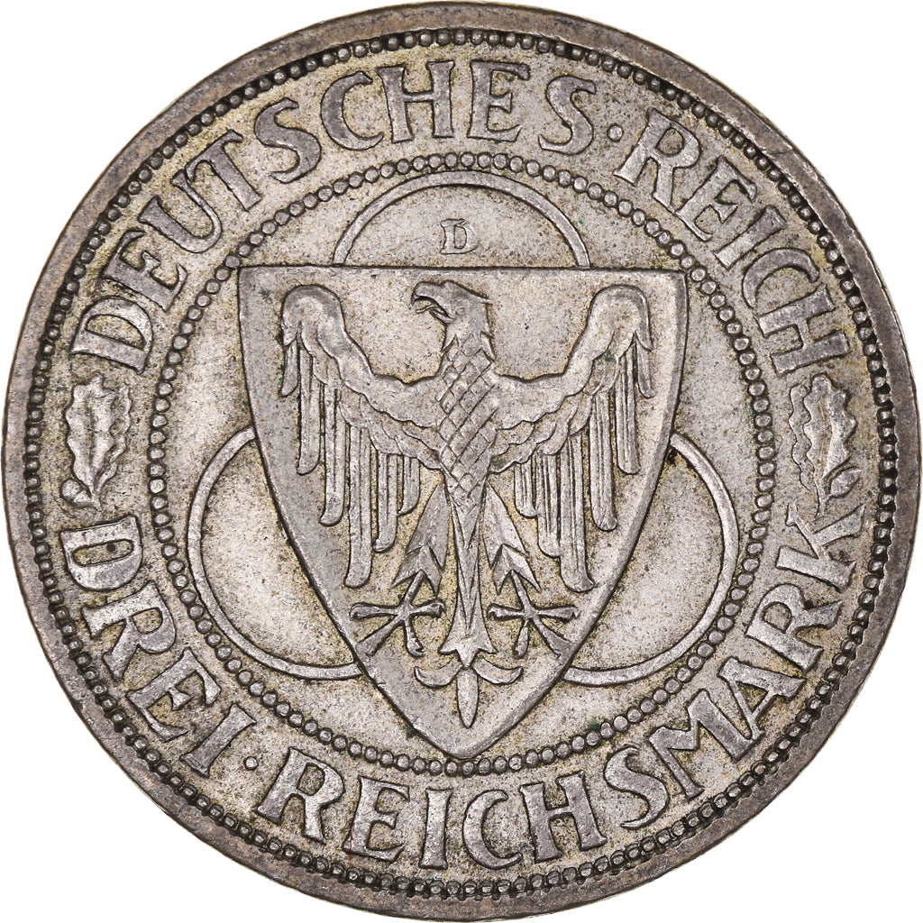 Coin, GERMANY, WEIMAR REPUBLIC, 3 Mark, 1930, Munich, AU(50-53), Silver
