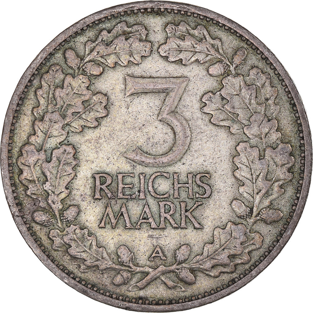 Moneda, ALEMANIA - REPÚBLICA DE WEIMAR, 3 Mark, 1925, Munich, MBC, Plata
