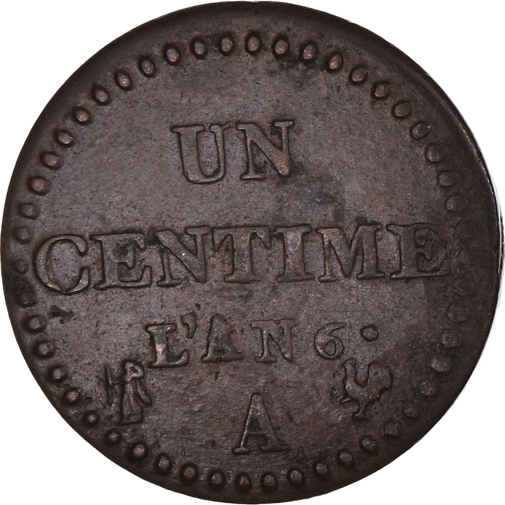 Monnaie, France, Dupré, Centime, AN 6, Paris, TTB+, Bronze, Gadoury:76, KM:646