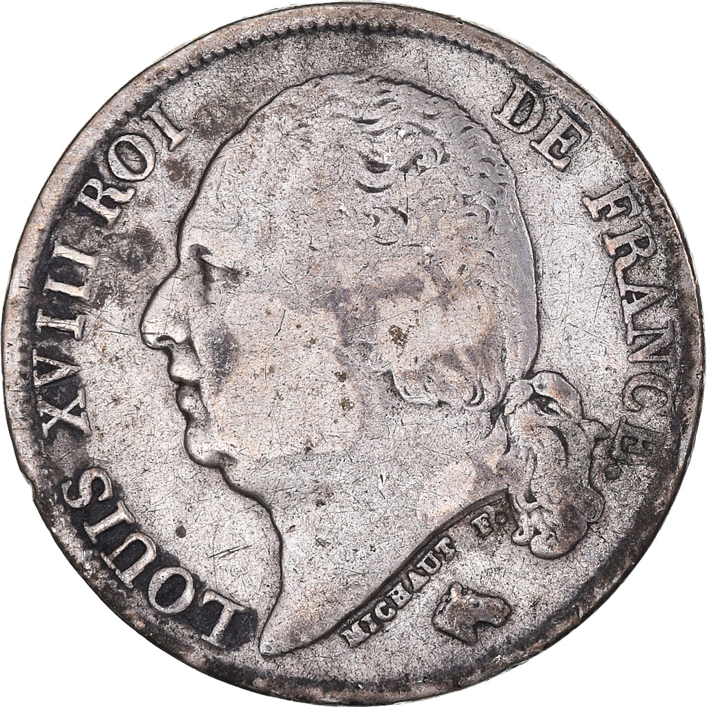 Coin, France, Louis XVIII, Franc, 1822, Paris, VF(30-35), Silver, KM:709.1