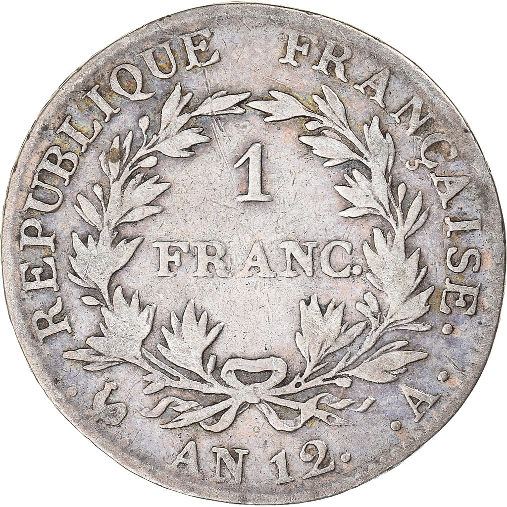 Coin, France, Napoleon I, Franc, An 12, Paris, VF(30-35), Silver, KM:656.1