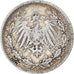 Moneta, GERMANIA - IMPERO, Wilhelm II, 1/2 Mark, 1905, Stuttgart, MB+, Argento