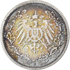 Moneda, ALEMANIA - IMPERIO, Wilhelm II, 1/2 Mark, 1906, Stuttgart, BC+, Plata
