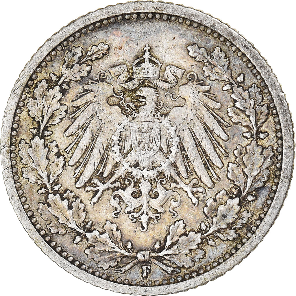 Moneta, GERMANIA - IMPERO, Wilhelm II, 1/2 Mark, 1913, Stuttgart, BB, Argento