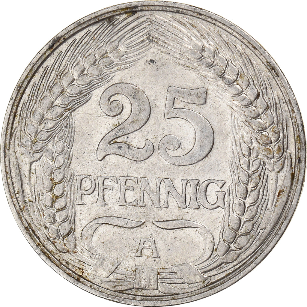 Coin, GERMANY - EMPIRE, Wilhelm II, 25 Pfennig, 1912, Berlin, EF(40-45), Nickel