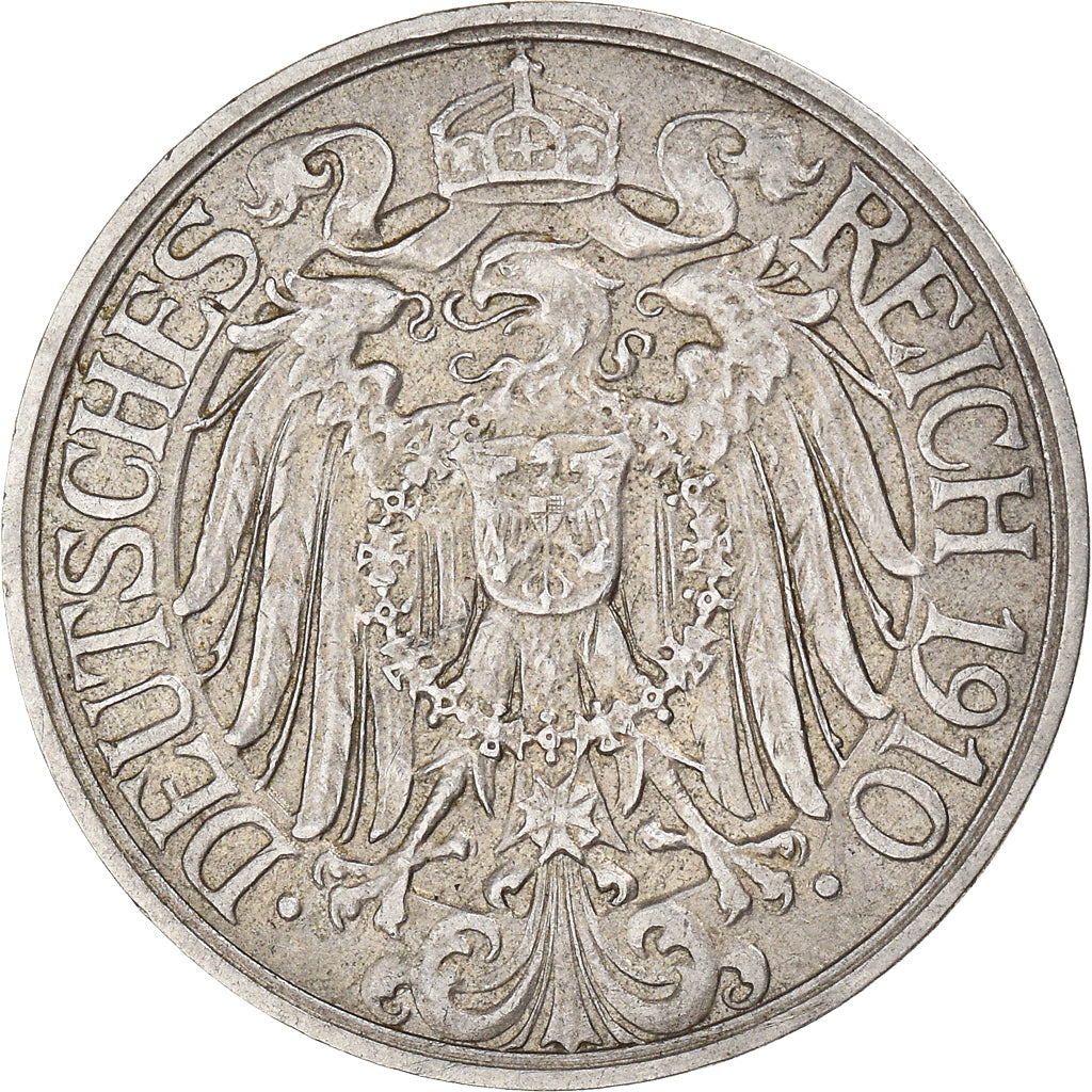 Monnaie, Empire allemand, Wilhelm II, 25 Pfennig, 1910, Berlin, TTB+, Nickel