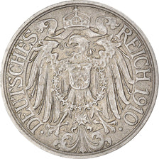 Monnaie, Empire allemand, Wilhelm II, 25 Pfennig, 1910, Berlin, TTB+, Nickel