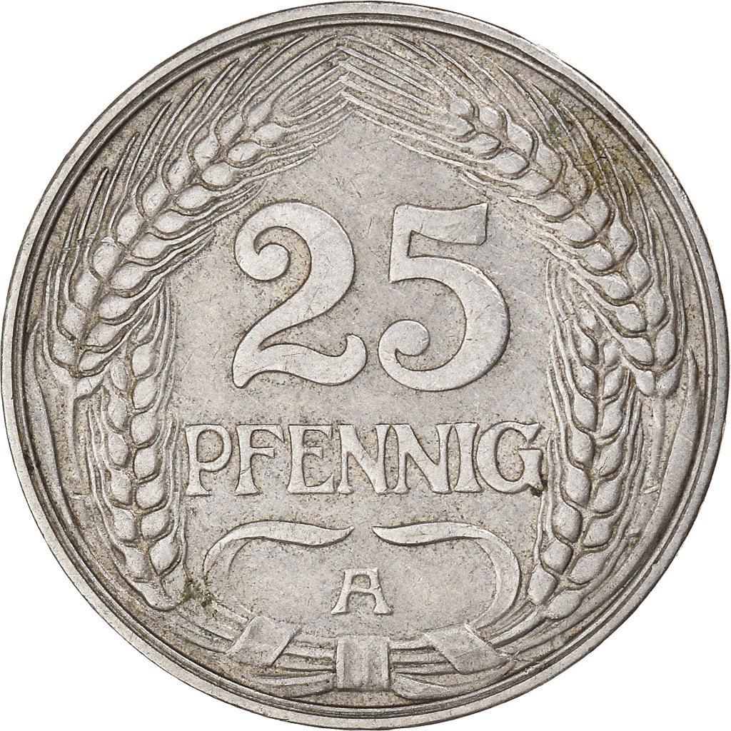 Monnaie, Empire allemand, Wilhelm II, 25 Pfennig, 1910, Berlin, TTB+, Nickel