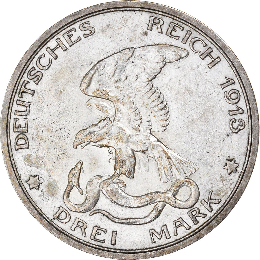Coin, GERMANY - EMPIRE, Wilhelm II, 3 Mark, 1913, Berlin, EF(40-45), Silver