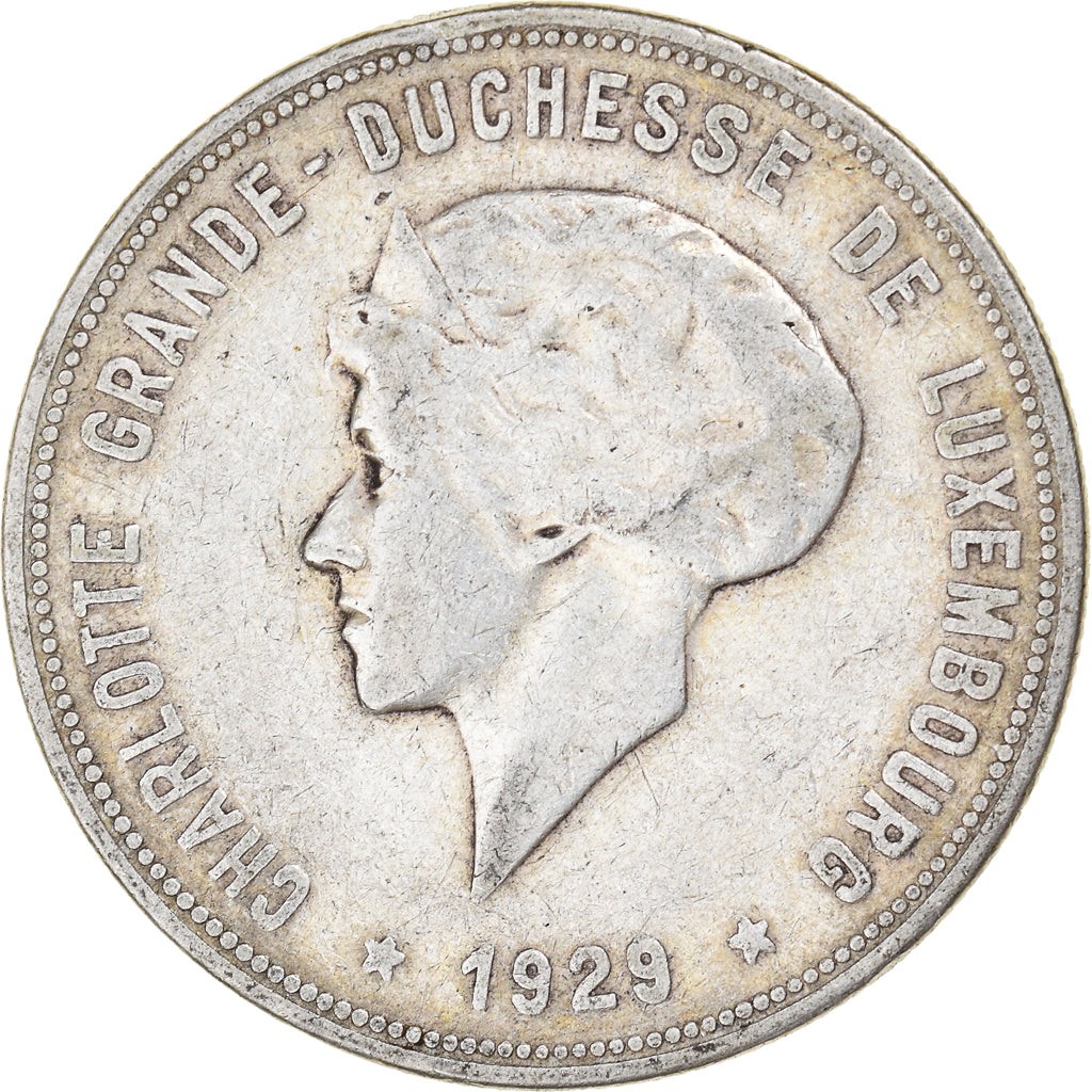 Coin, Luxembourg, Charlotte, 10 Francs, 1929, Stuttgart, EF(40-45), Silver