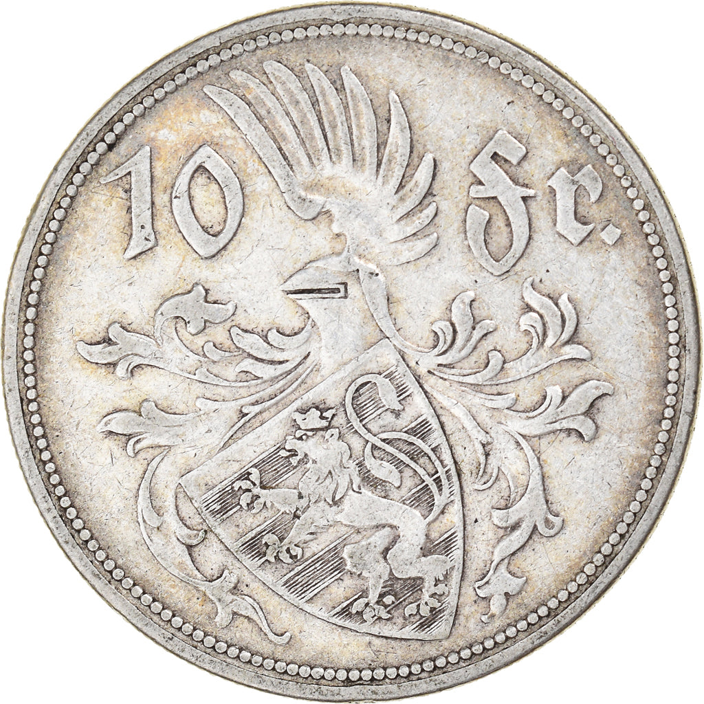 Coin, Luxembourg, Charlotte, 10 Francs, 1929, Stuttgart, EF(40-45), Silver
