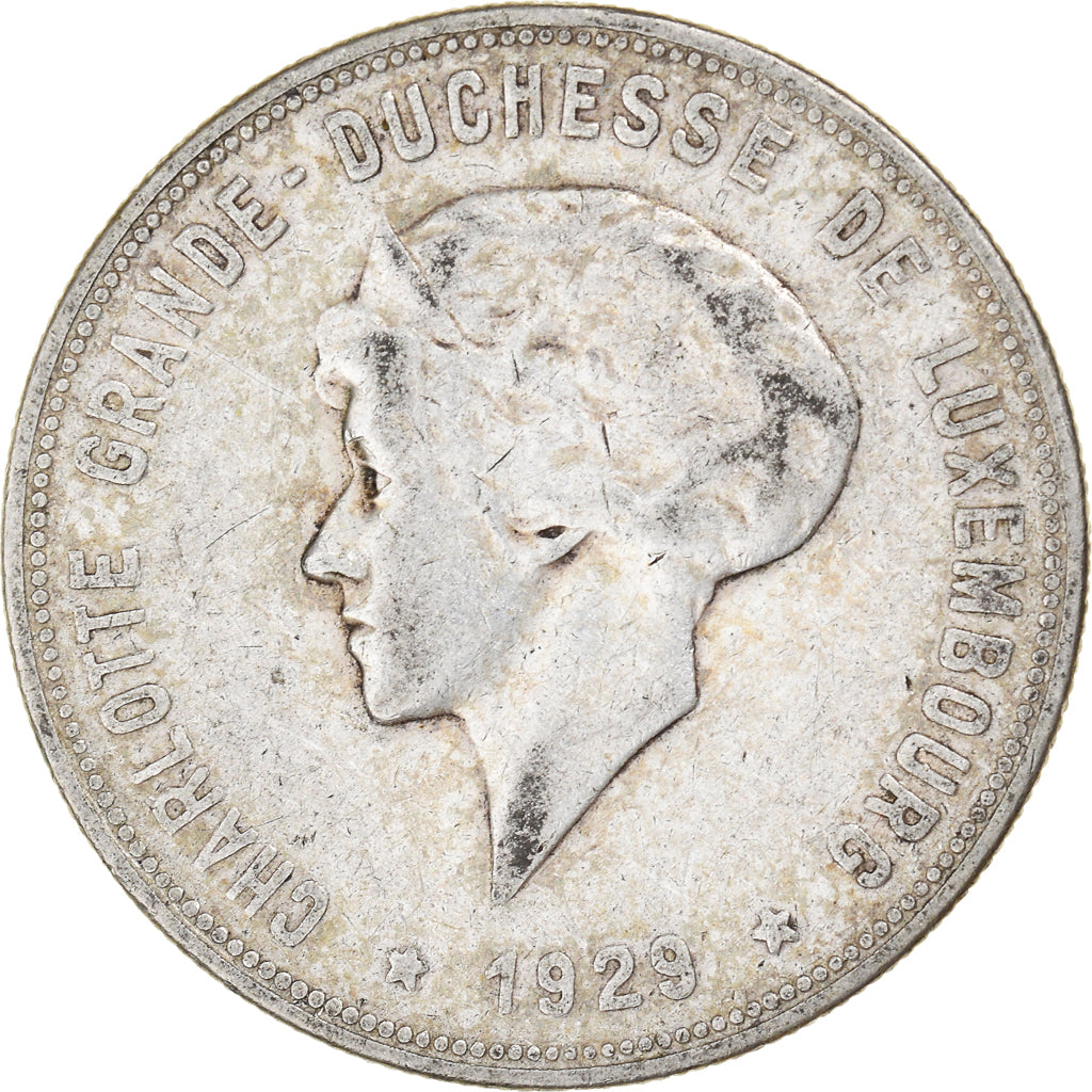 Coin, Luxembourg, Charlotte, 10 Francs, 1929, Stuttgart, EF(40-45), Silver