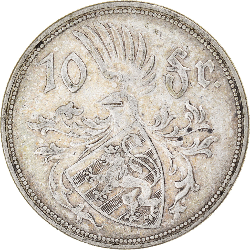 Coin, Luxembourg, Charlotte, 10 Francs, 1929, Stuttgart, EF(40-45), Silver