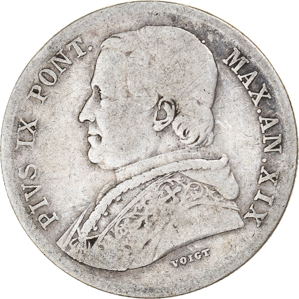 Münze, Italien Staaten, PAPAL STATES, Pius IX, 20 Baiocchi, 1865, Roma, S+