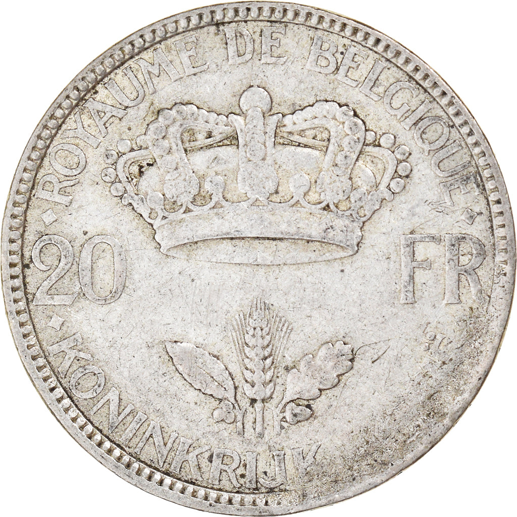 Coin, Belgium, Leopold III, 20 Francs, 20 Frank, 1935, Brussels, VF(30-35)