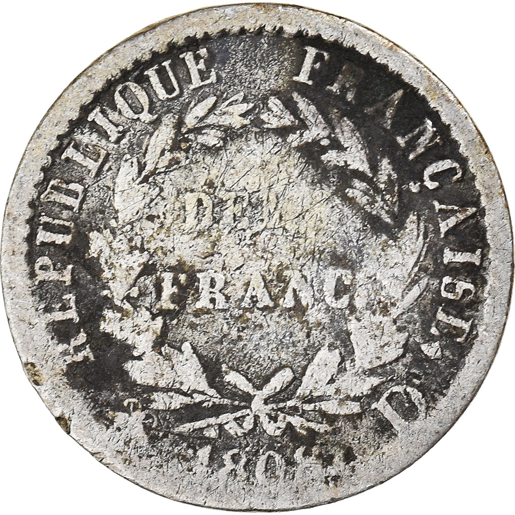 Moneda, Francia, Napoleon I, 1/2 Franc, 1808, Lyon, BC+, Plata, KM:680.4