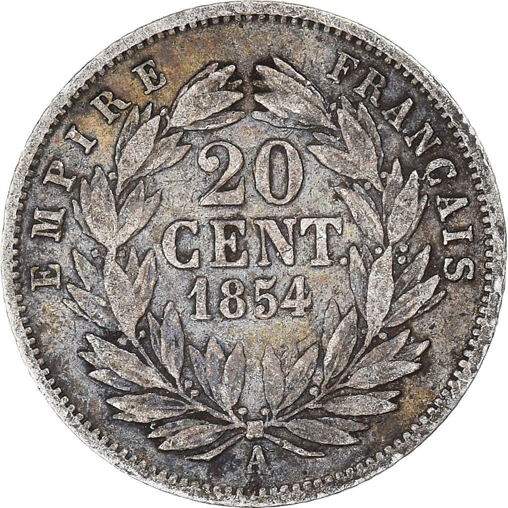 Coin, France, Napoleon III, 20 Centimes, 1854, Paris, VF(30-35), Silver