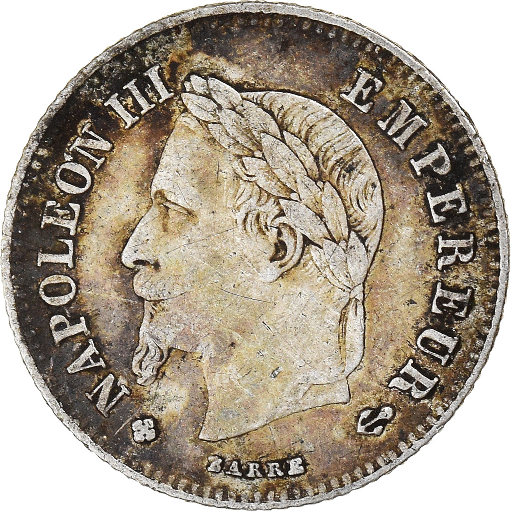 Moneta, Francia, Napoleon III, 20 Centimes, 1866, Strasbourg, MB+, Argento