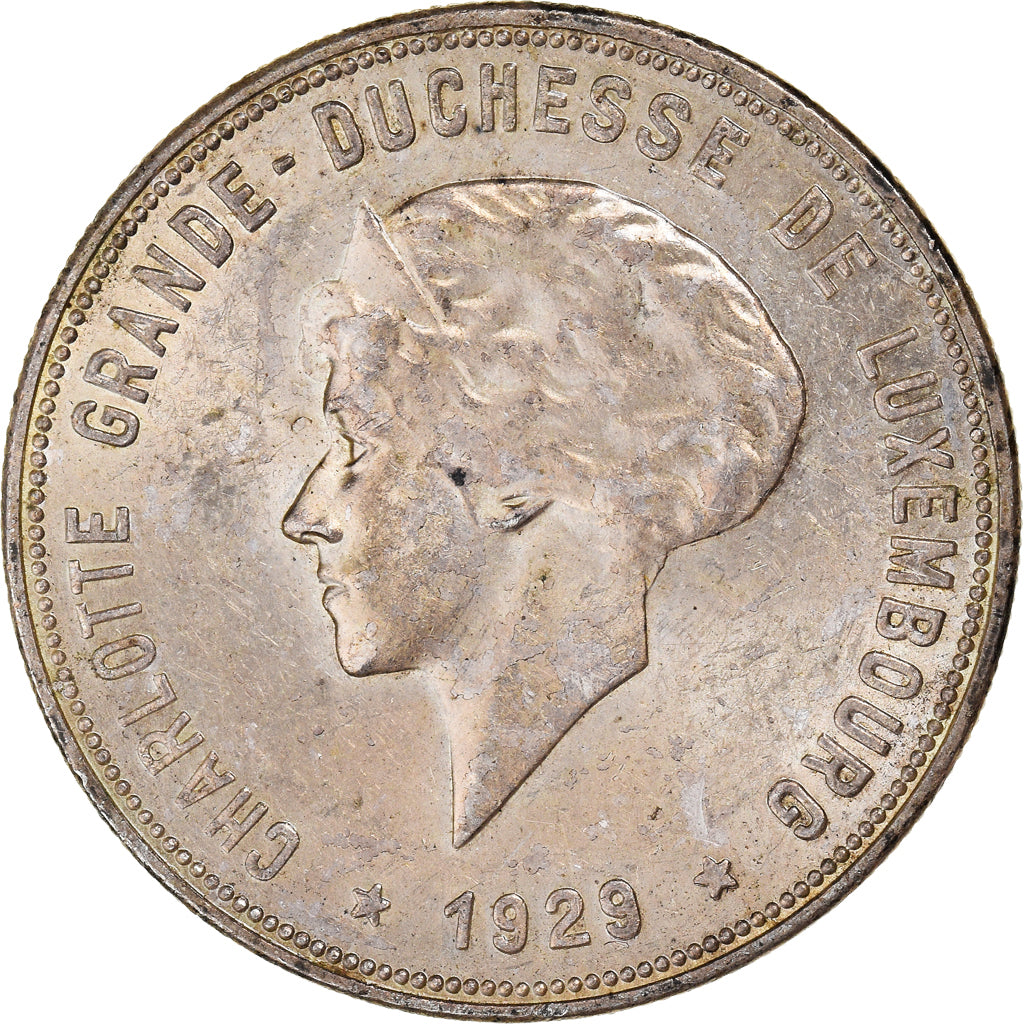 Coin, Luxembourg, Charlotte, 10 Francs, 1929, Stuttgart, EF(40-45), Silver