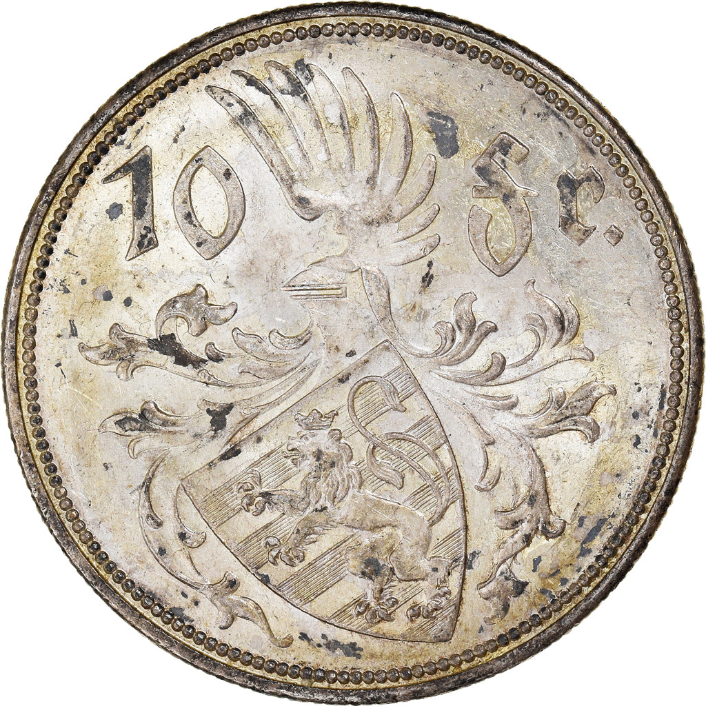 Coin, Luxembourg, Charlotte, 10 Francs, 1929, Stuttgart, EF(40-45), Silver