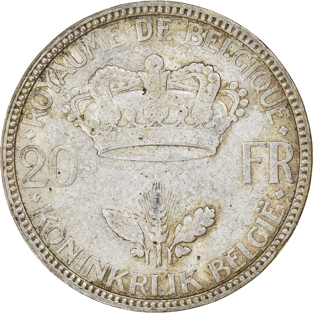 Munten, België, Leopold III, 20 Francs, 20 Frank, 1935, Brussels, ZF, Zilver