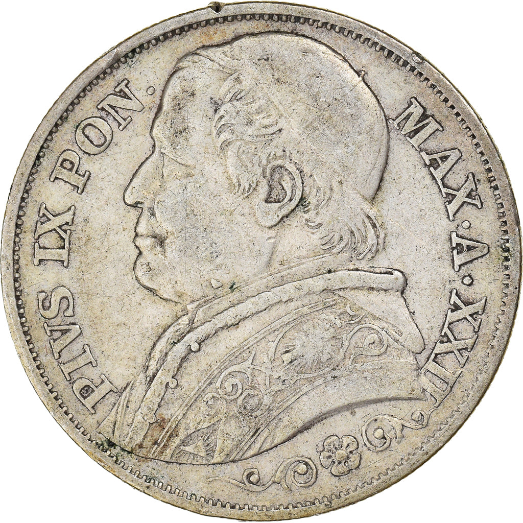 Münze, Italien Staaten, PAPAL STATES, Pius IX, 2 Lire, 1867-XXII, Roma, SS