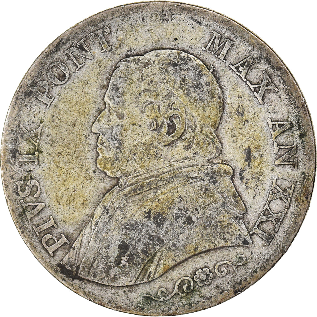 Moneta, STATI ITALIANI, PAPAL STATES, Pius IX, Lira, 1866-XXI, Roma, MB+