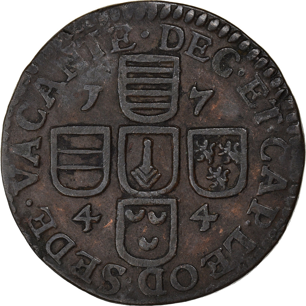 Moneta, LIEGE, Sede Vacante, Liard, 1744, Liege, VF(30-35), Miedź, KM:144