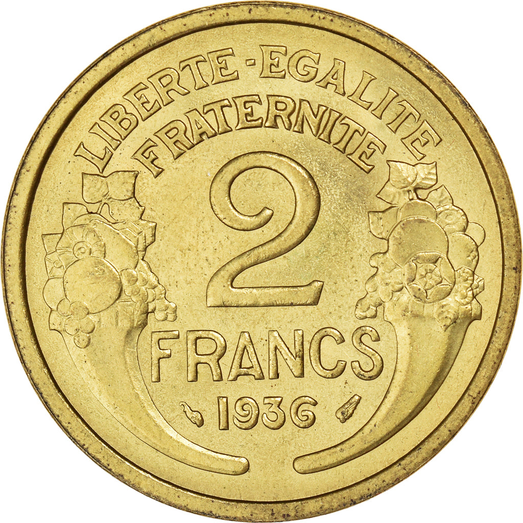 Münze, Frankreich, Morlon, 2 Francs, 1936, Paris, VZ, Aluminum-Bronze, KM:886
