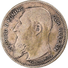 Moneda, Bélgica, Leopold II, 50 Centimes, 1909, Brussels, BC+, Plata, KM:61.1