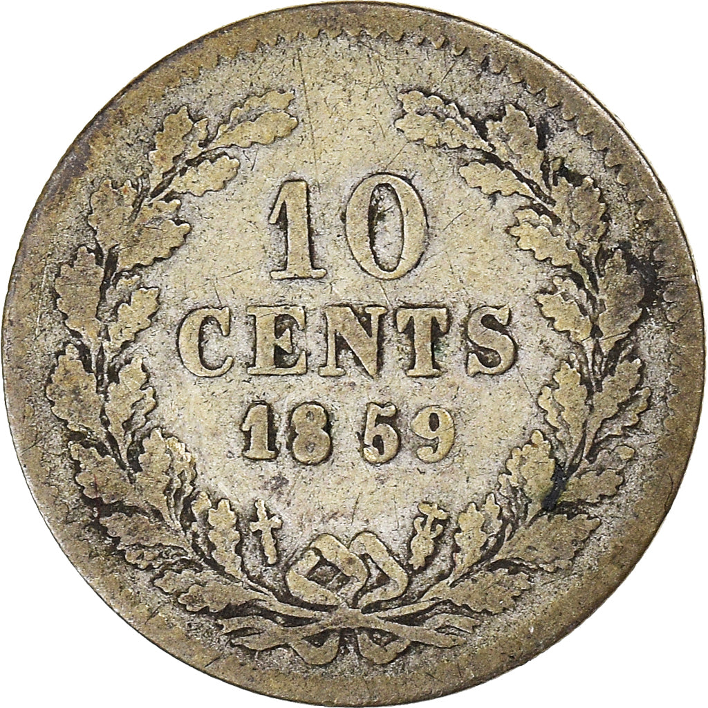 Coin, Netherlands, William III, 10 Cents, 1859, Utrecht, VF(30-35), Silver