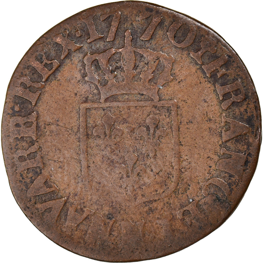 Munten, Frankrijk, Louis XV, Liard, 1770, Montpellier, FR, Koper, KM:543.8