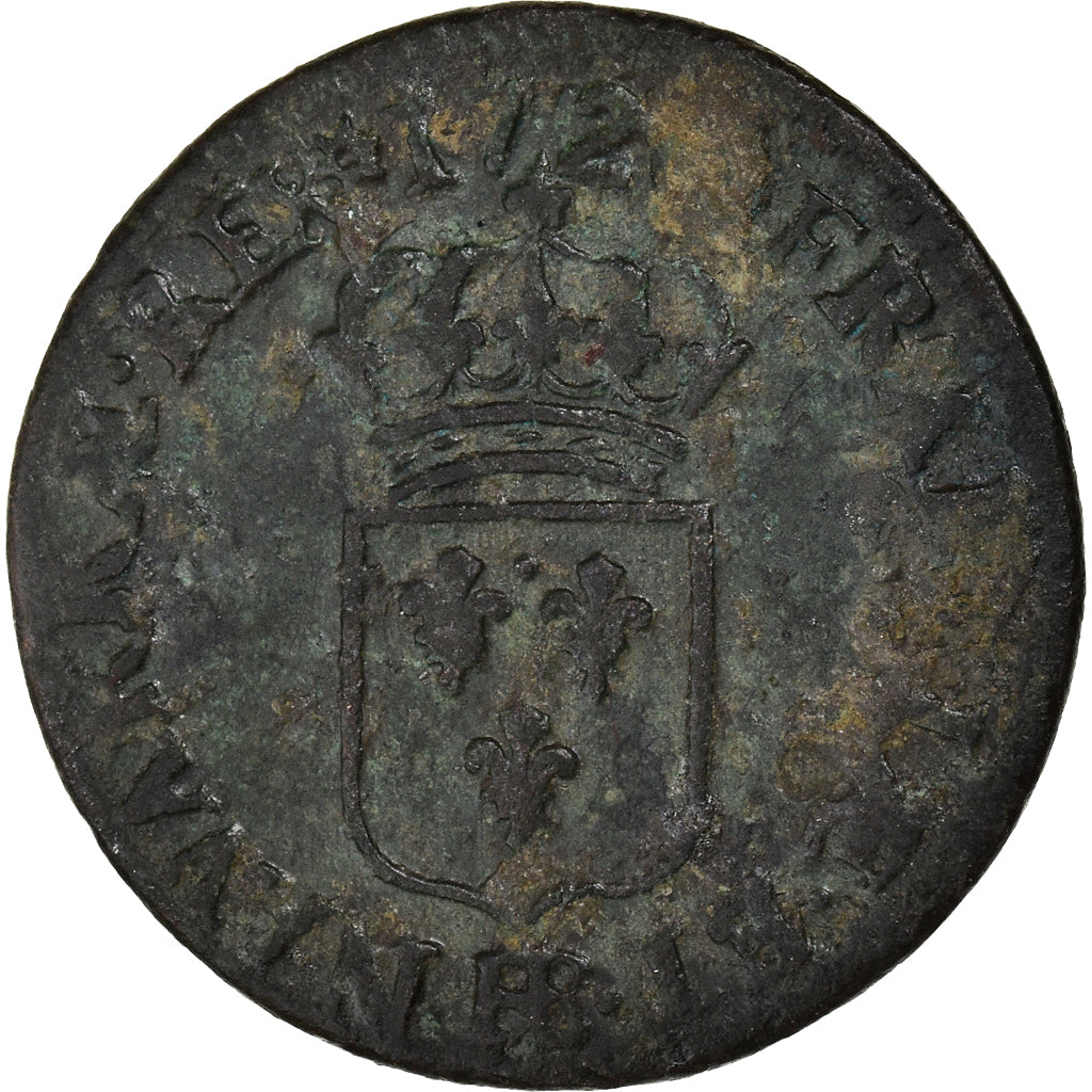 Munten, Frankrijk, Louis XV, Liard, 1720, Strasbourg, FR, Koper, KM:450.3