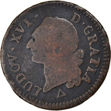Moneda, Francia, Louis XVI, Sol, 1789, Orléans, BC+, Cobre, KM:578.14