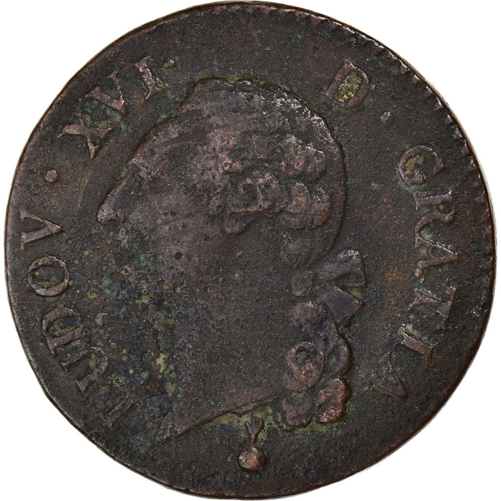 Coin, France, Louis XVI, Sol, 1791, Metz, VF(30-35), Copper, KM:602.1