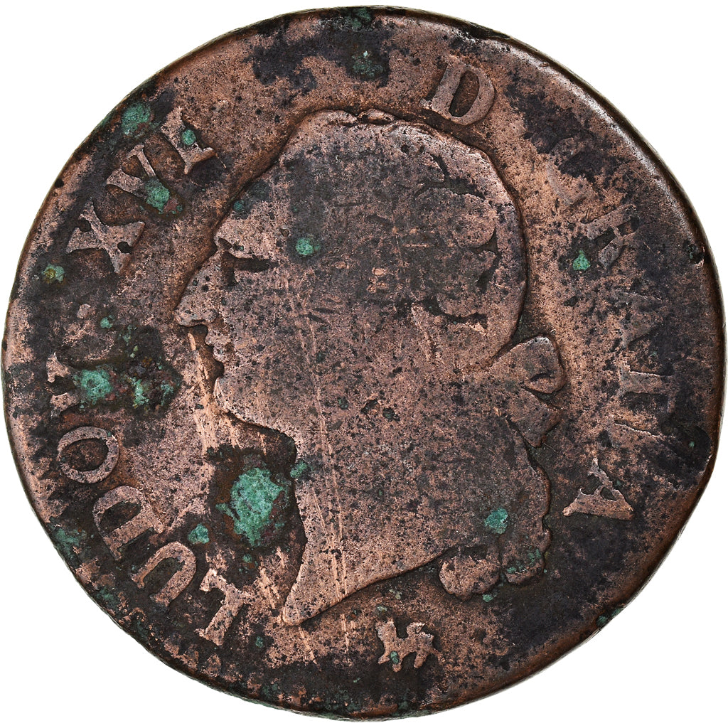 Coin, France, Louis XVI, Sol, 1791, Paris, VF(30-35), Copper, KM:578.1