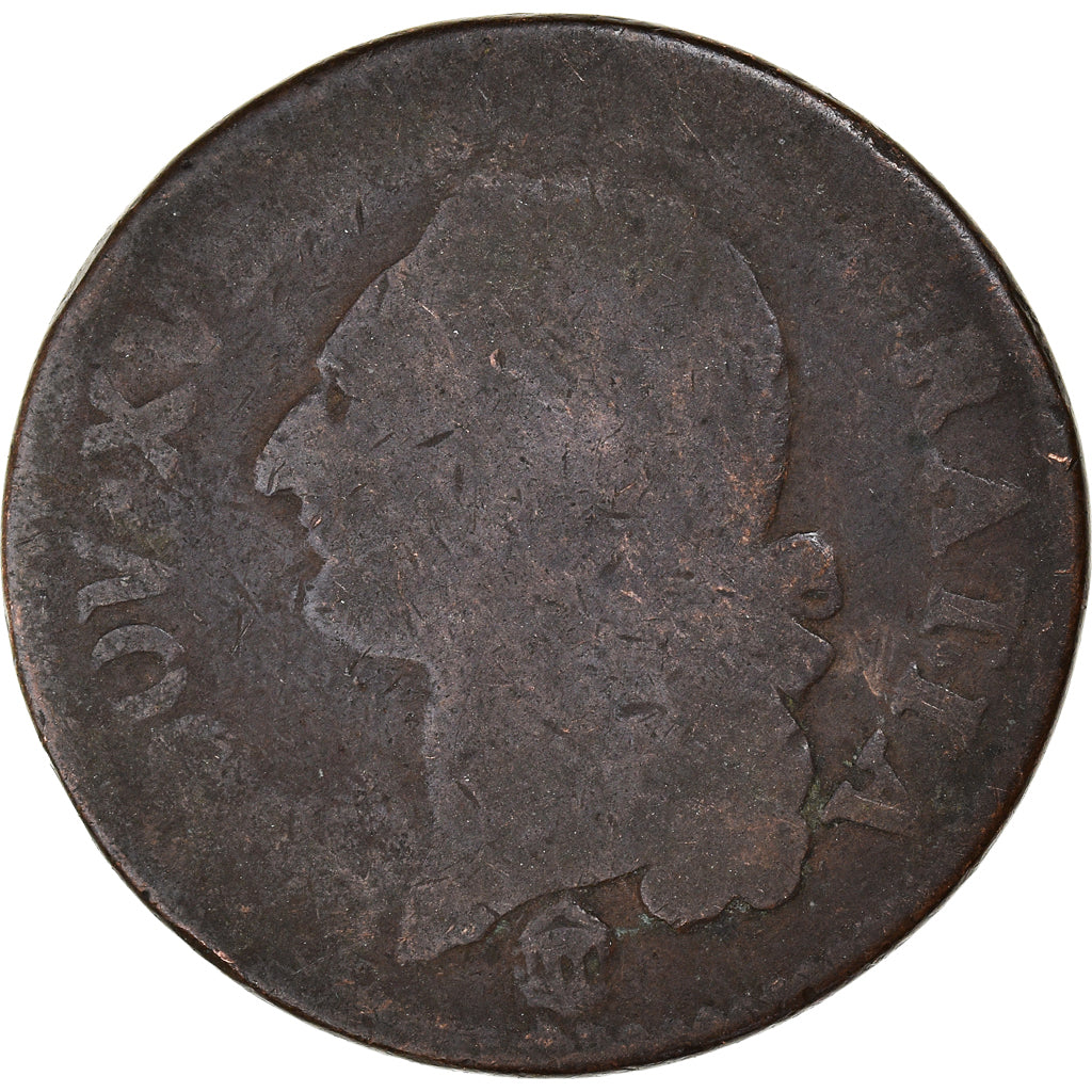 Moeda, França, Louis XVI, Sol, 1784, Bordeaux, F(12-15), Cobre, KM:578.8