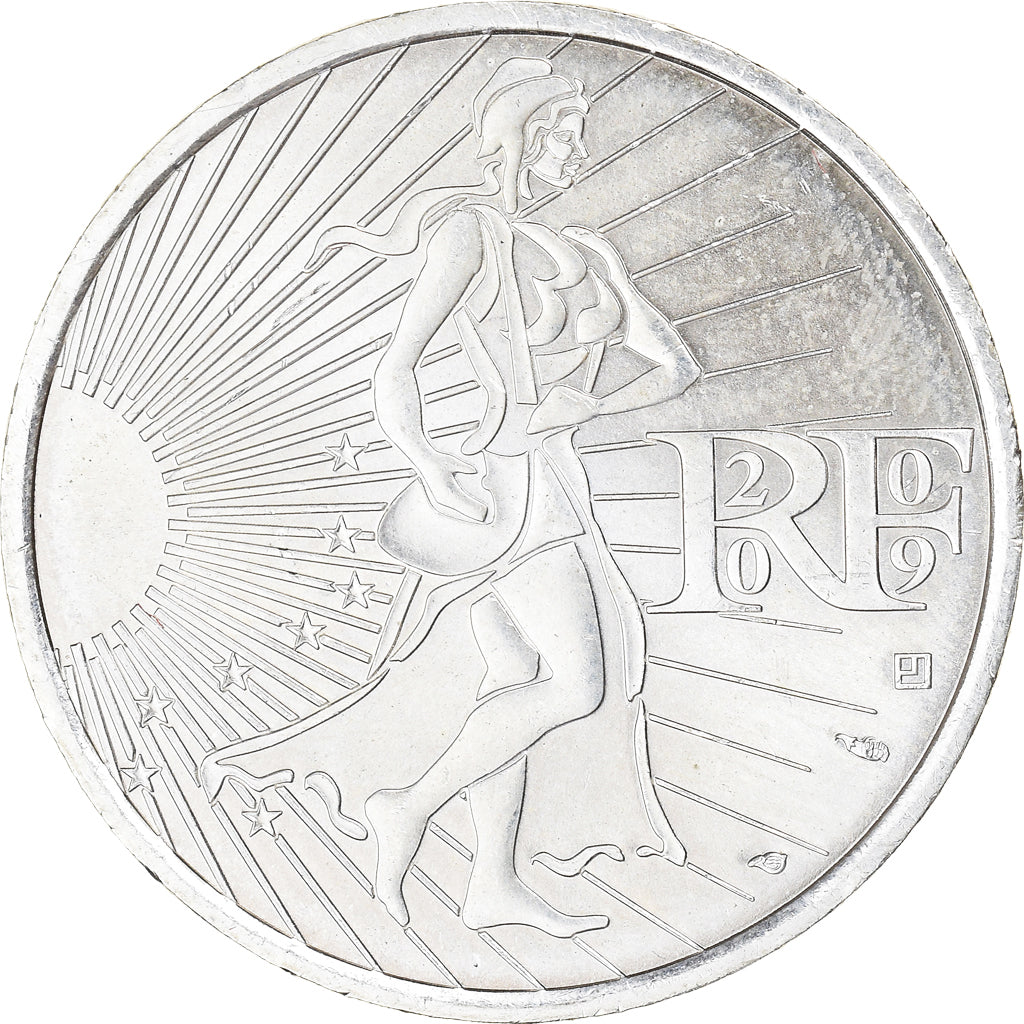 France, 10 Euro, Semeuse, 2009, Monnaie de Paris, MS(60-62), Silver