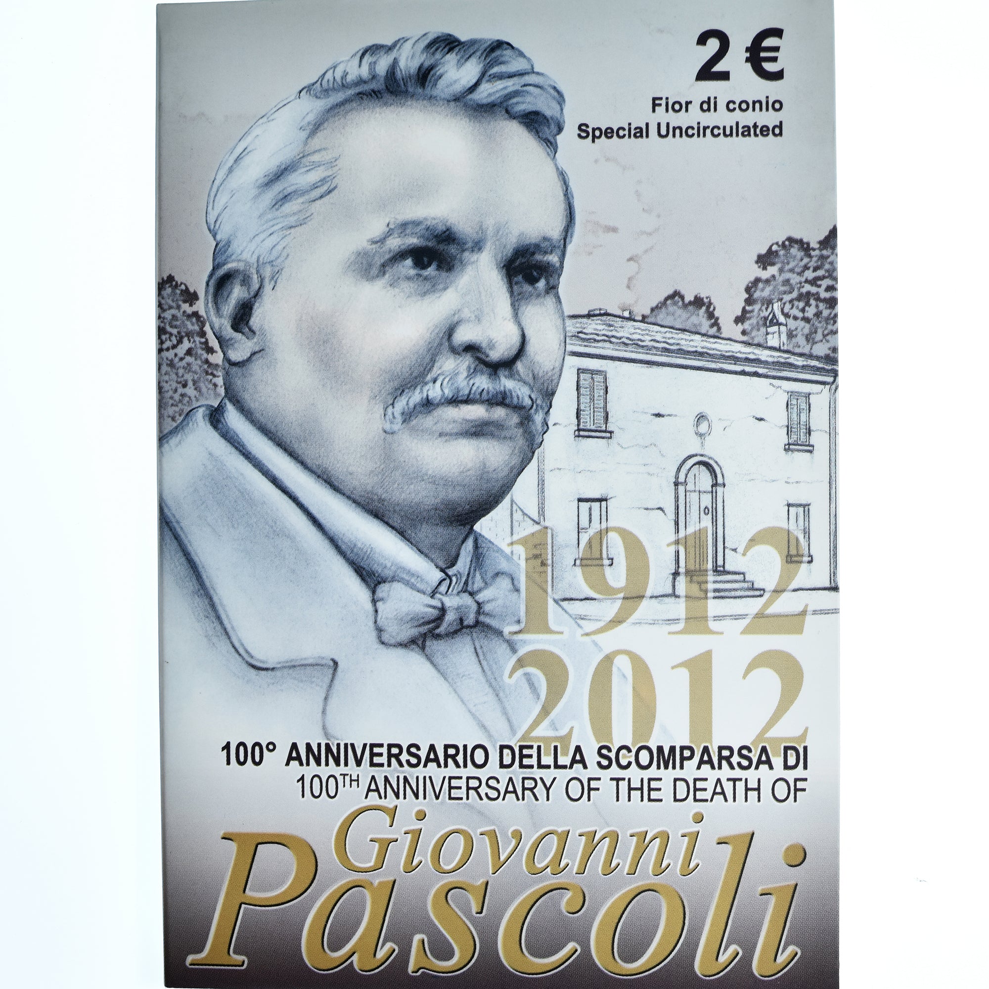 Italia, 2 Euro, Giovanni Pascoli, 2012, Rome, Special Unc., FDC, Bi-metallico