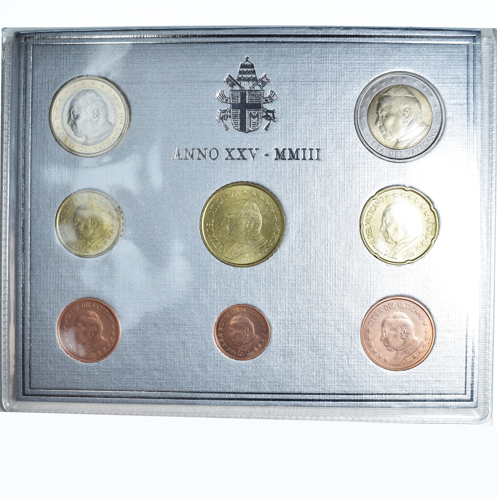 Watykan, Jean-Paul II, 1 Cent to 2 Euro, 2003 - Anno XXV, Rome, BU, MS(65-70)