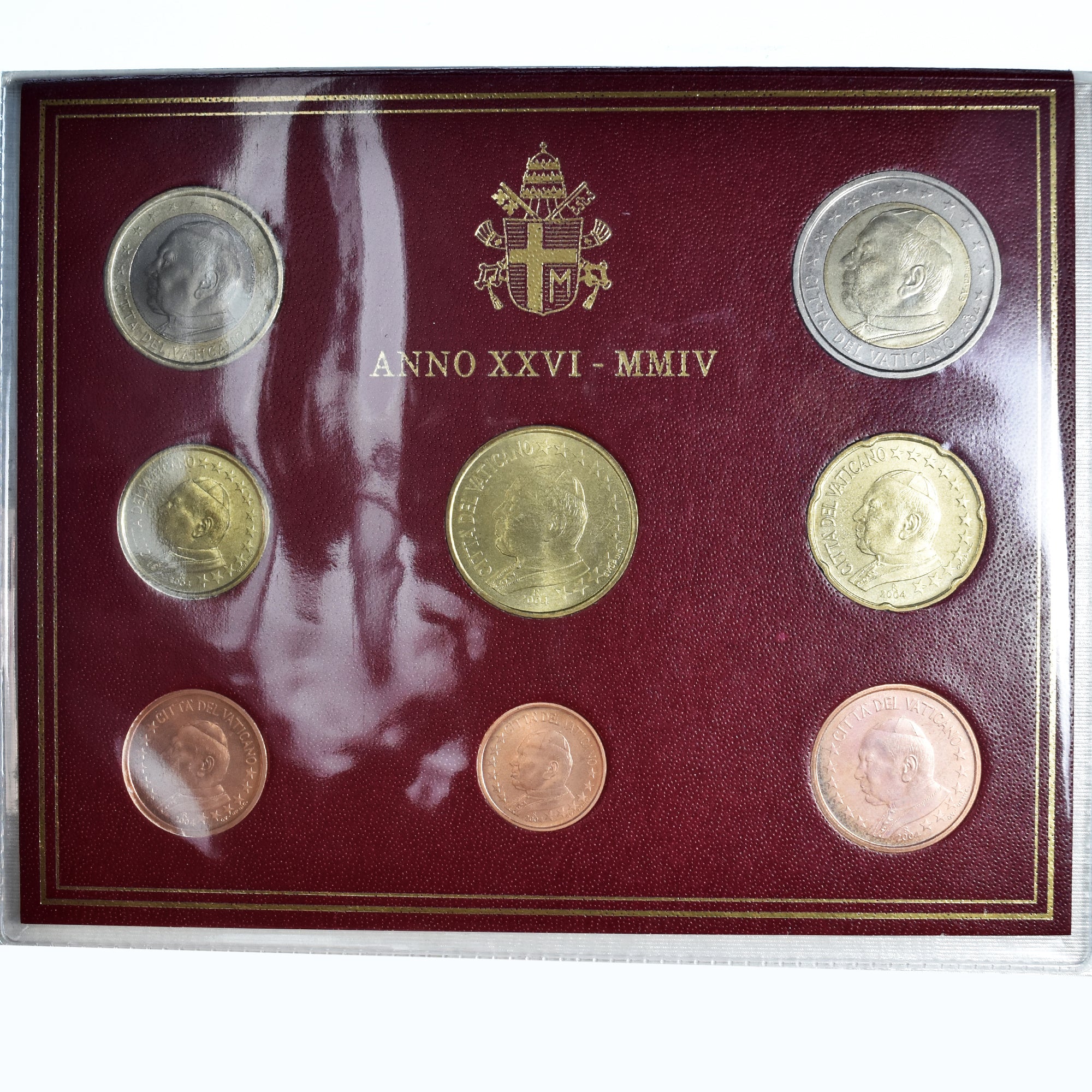 Vatican, Jean-Paul II, 1 Cent to 2 Euro, 2004 - Anno XXVI, Rome, BU, MS(65-70)