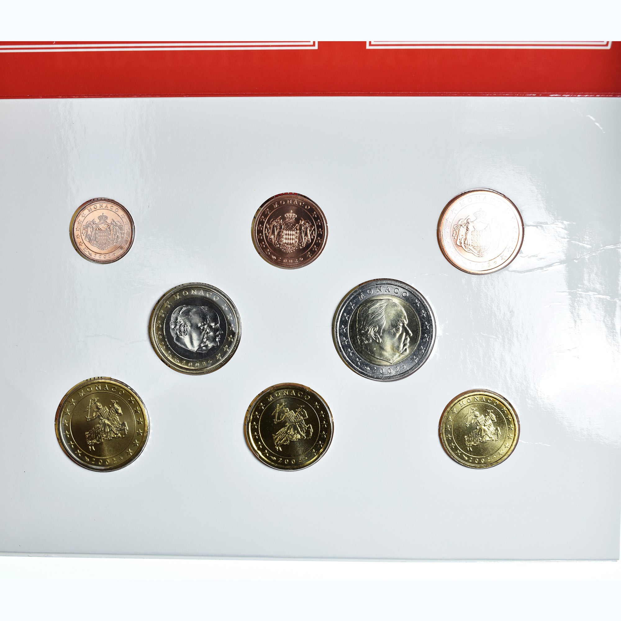 Monaco, 1 Cent to 2 Euro, Rainier III, 2002, BU, MS(65-70), Bi-Metallic