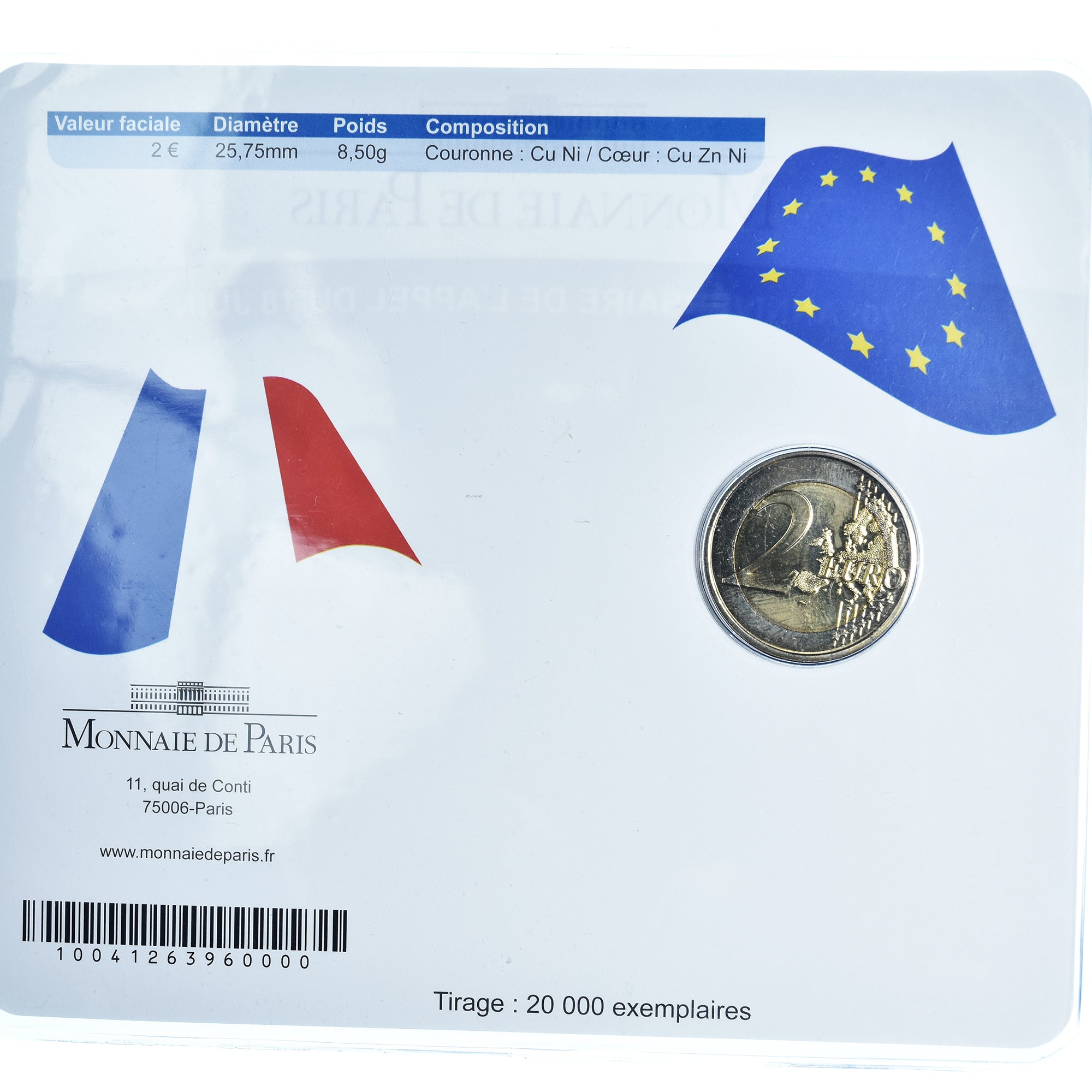 Francia, 2 Euro, appel du 18 juin, 2010, Monnaie de Paris, FDC, Bimetálico