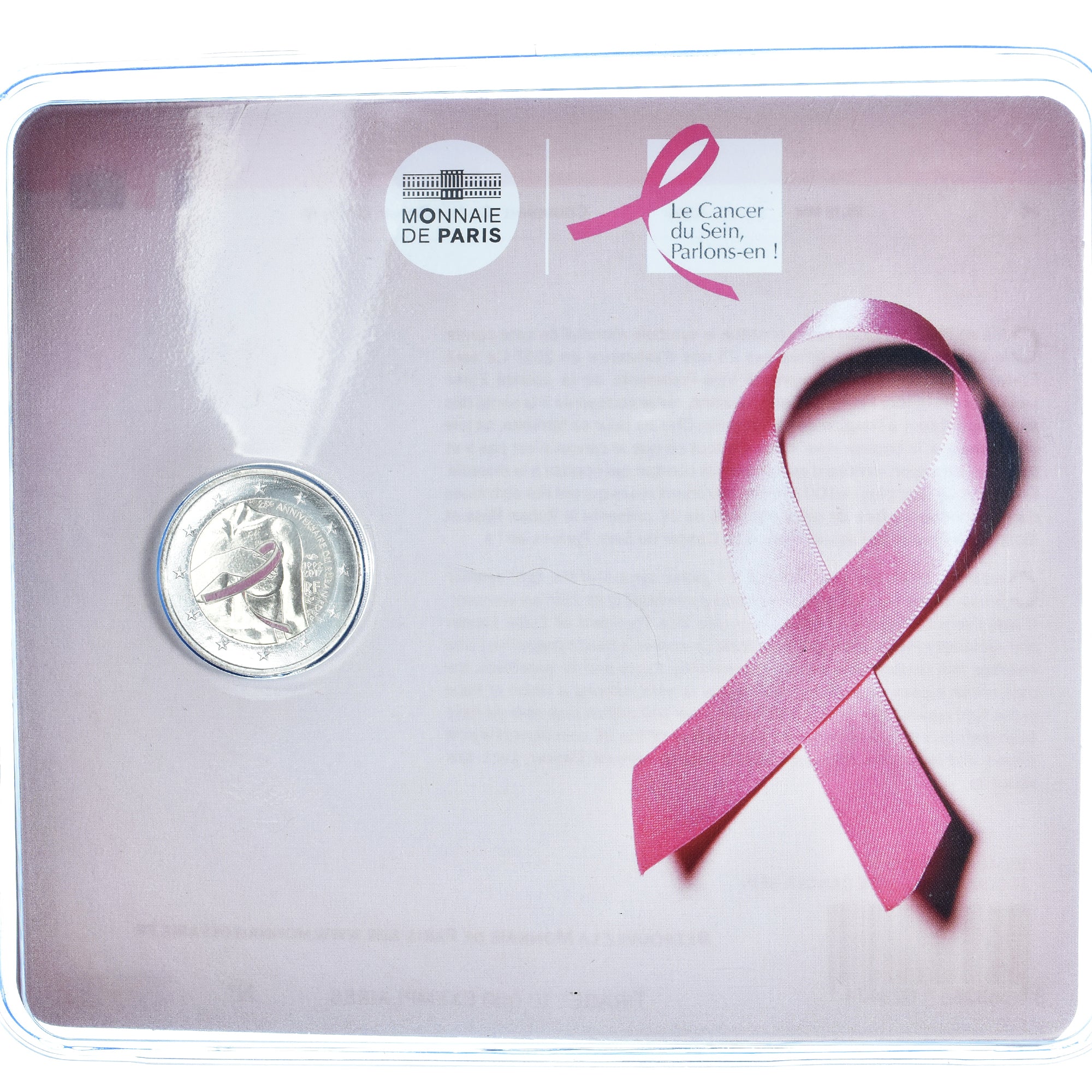 France, 2 Euro, cancer du sein, 2017, Monnaie de Paris, BU, MS(65-70)